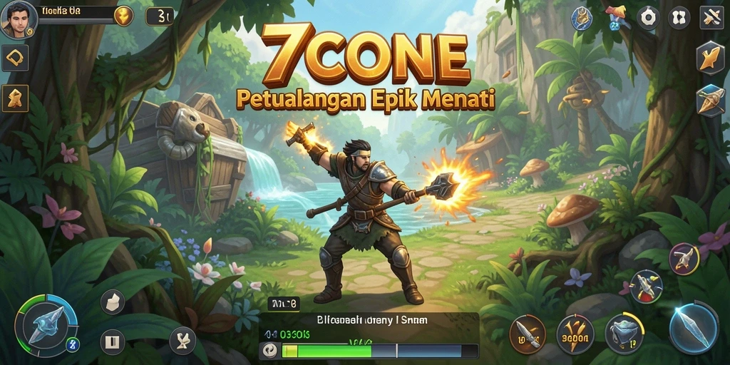 Screenshot permainan 7CONE menunjukkan aksi petualangan yang mendebarkan.