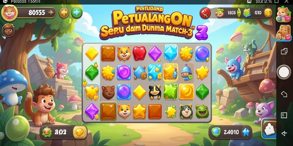 Tangkapan layar gameplay 8055 yang penuh warna dan menantang.