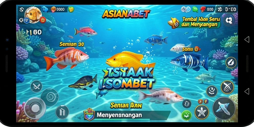 Tampilan gameplay seru dari ASIANABET dengan aksi menembak ikan.