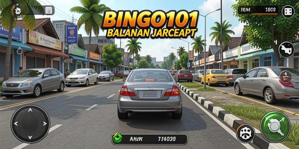 Gameplay seru di BINGO101 dengan mobil balap yang cepat.