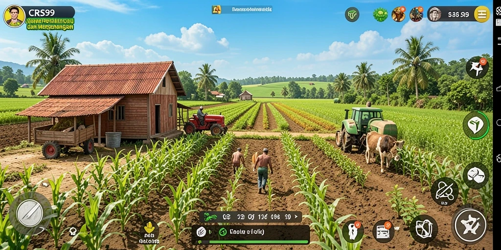Tangkapan layar CRS99 menunjukkan gameplay bertani yang menarik dan interaktif.