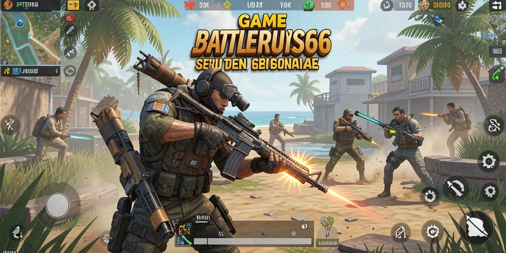 Gameplay seru dalam JPTERUS66 dengan aksi Battle Royale.
