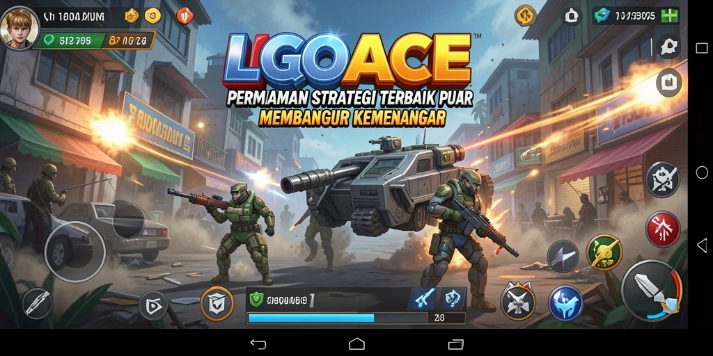 Screenshot gameplay LGOACE yang menampilkan pertempuran strategis yang intens.