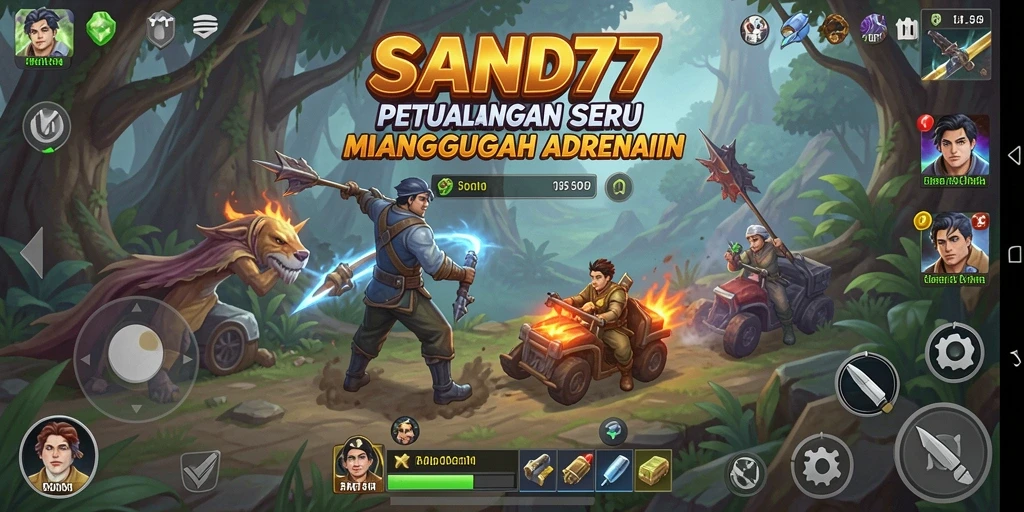Screenshot gameplay SAND77 yang menampilkan dunia petualangan yang luas.