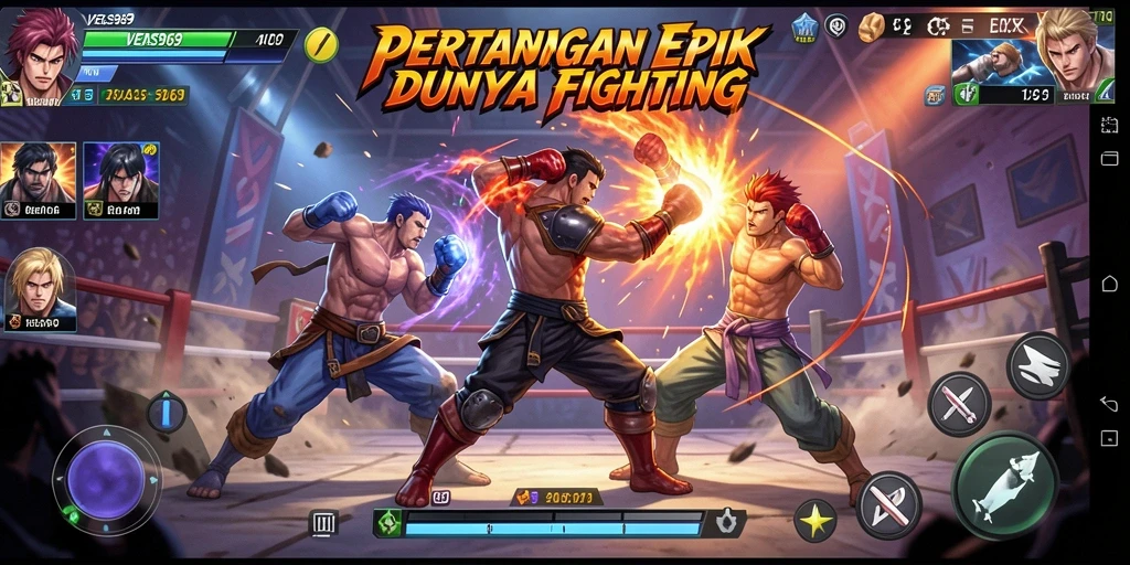 Tampilan aksion hebat dalam gameplay Fighting yang mendebarkan.