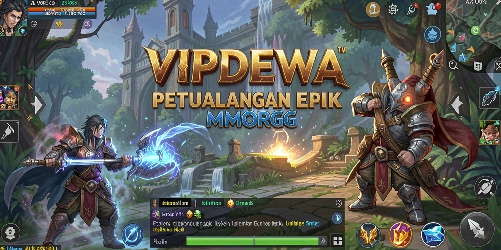 Screenshot utama VIPDEWA menampilkan aksi seru dalam pertempuran MMORPG.