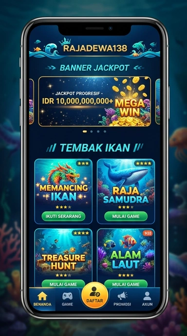 Tampilan antarmuka utama dari aplikasi rajadewa138.